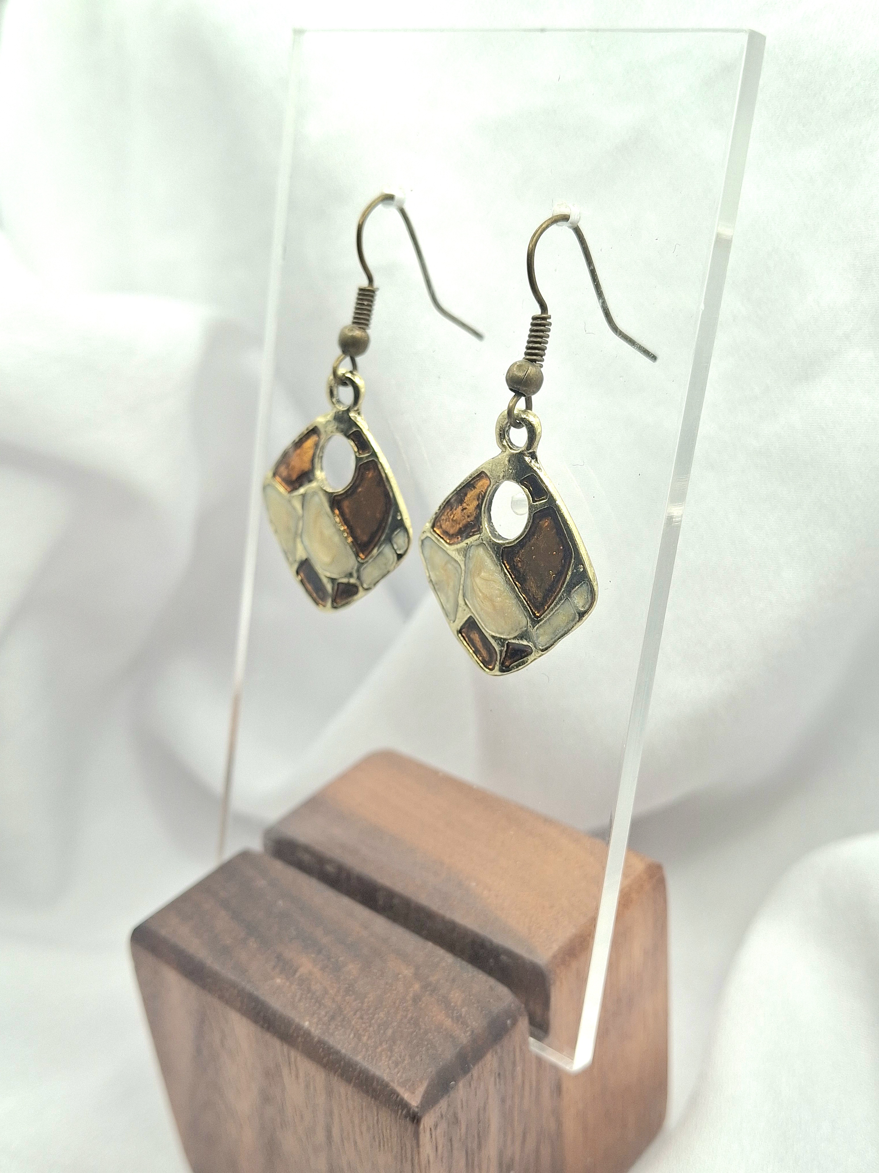 Image 6 for Vintage Enamel Geometric Dangling Earrings