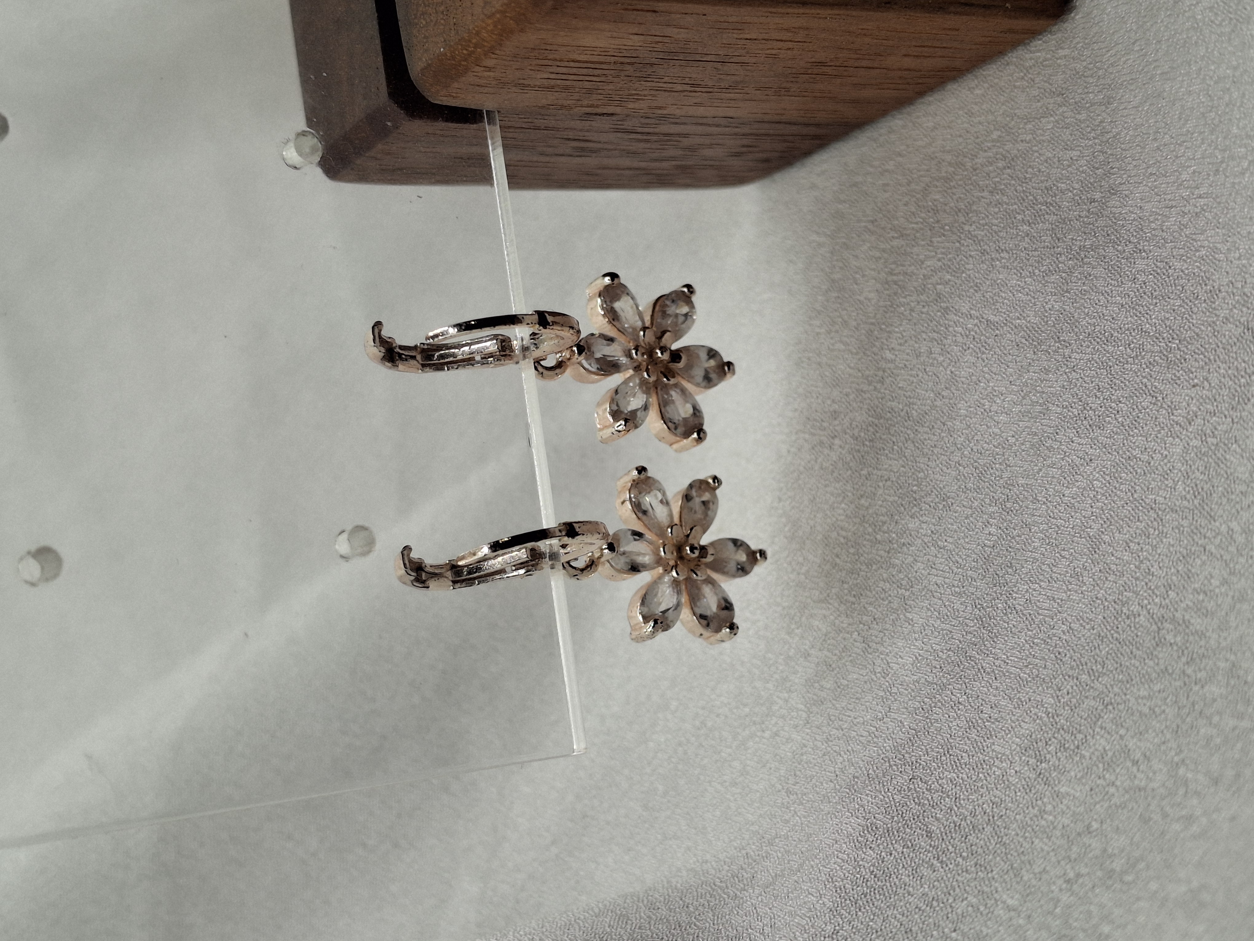 Image 11 for 25k Rose Gold Plated Cubic Zirconia Flower Earrings
