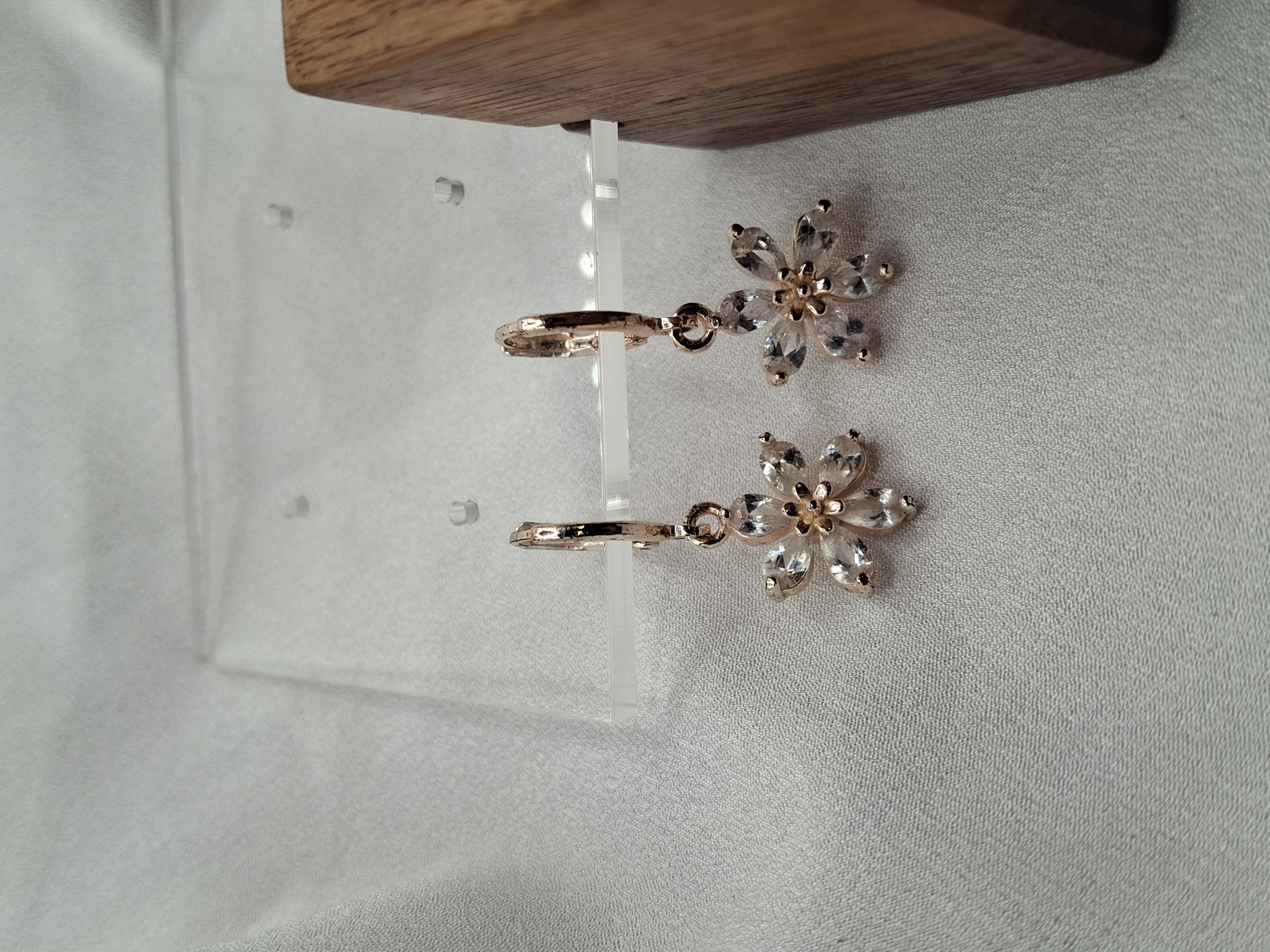Image 12 for 25k Rose Gold Plated Cubic Zirconia Flower Earrings