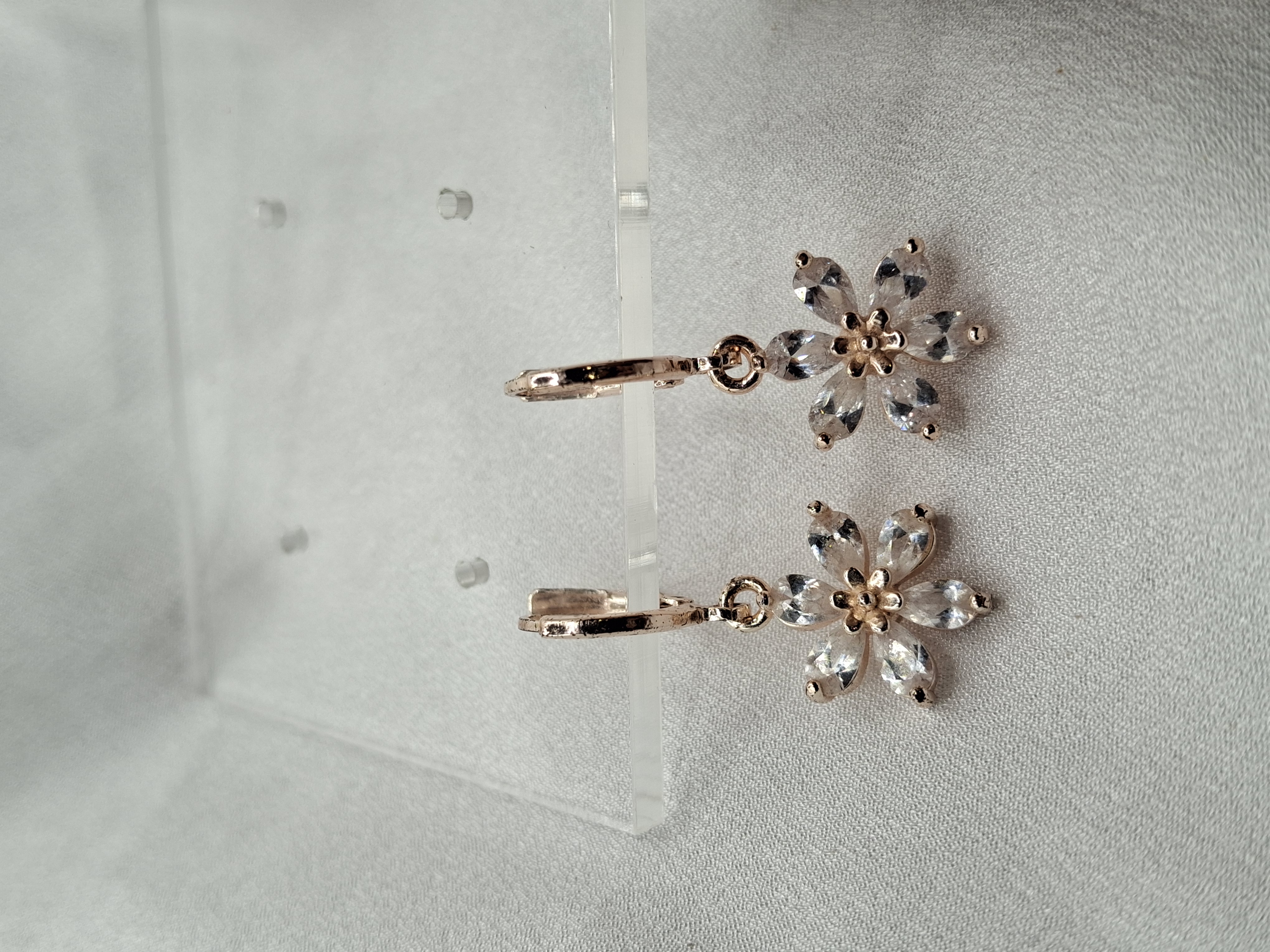 Image 10 for 25k Rose Gold Plated Cubic Zirconia Flower Earrings