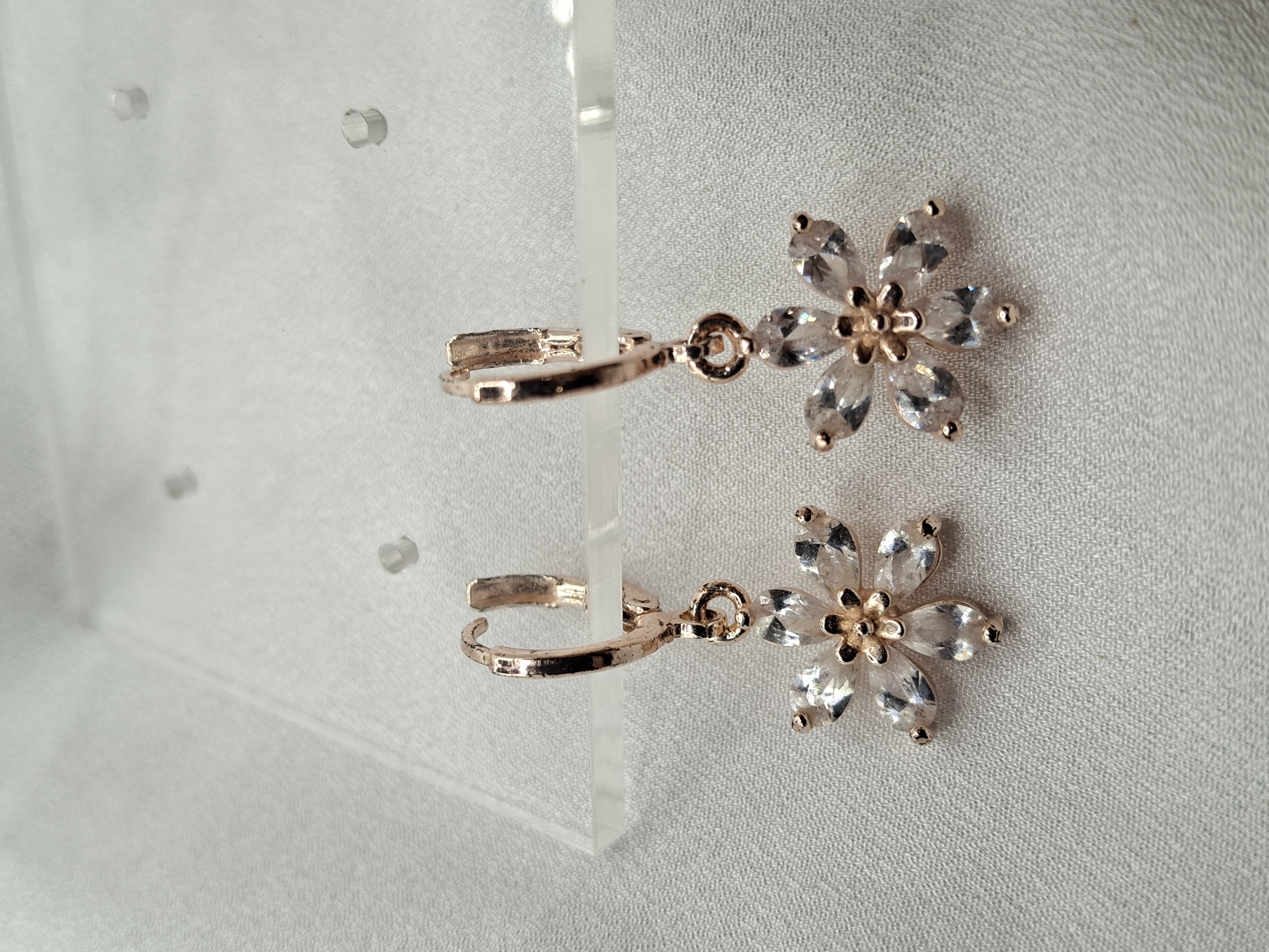 Image 9 for 25k Rose Gold Plated Cubic Zirconia Flower Earrings