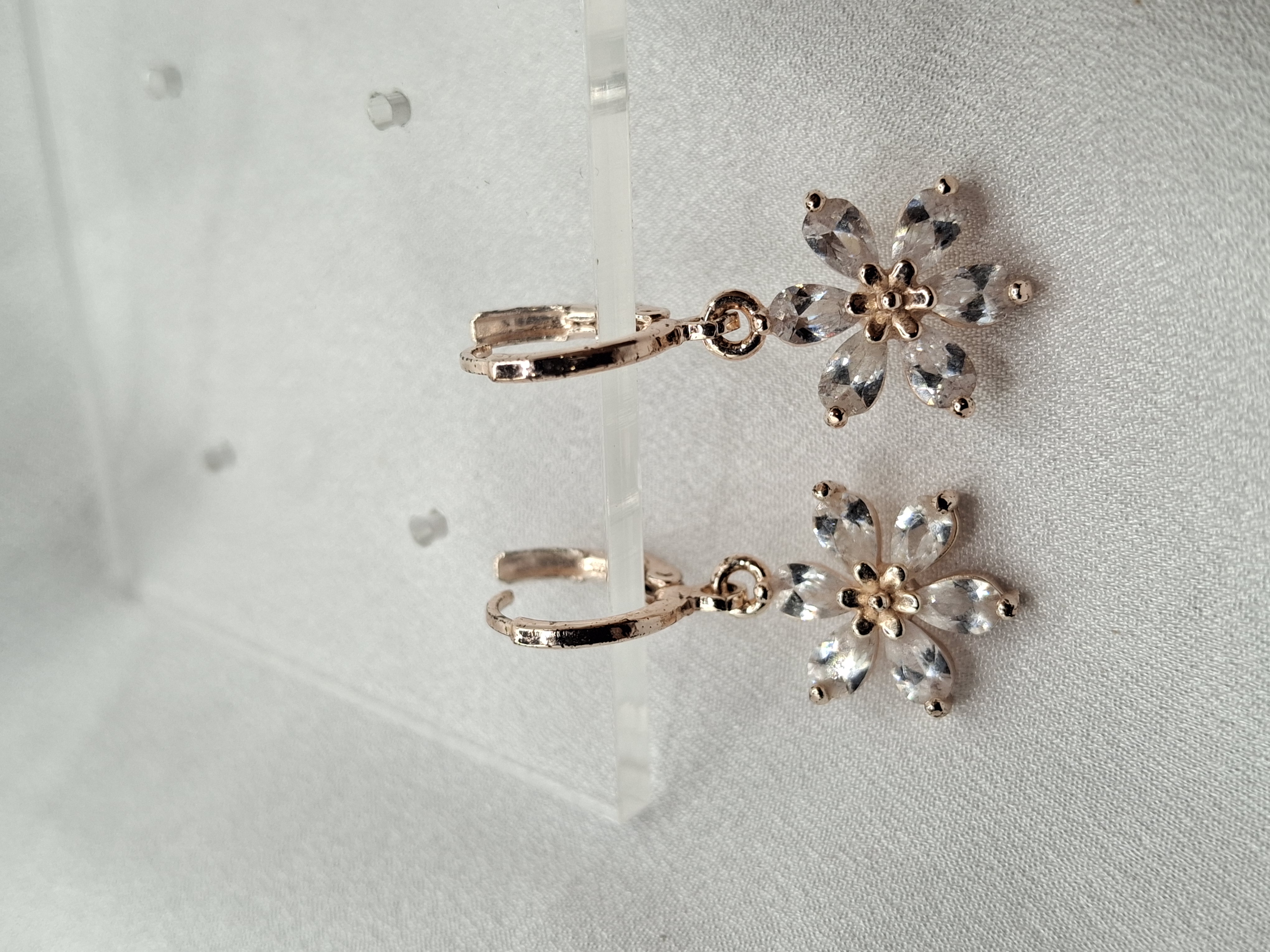 Image 8 for 25k Rose Gold Plated Cubic Zirconia Flower Earrings