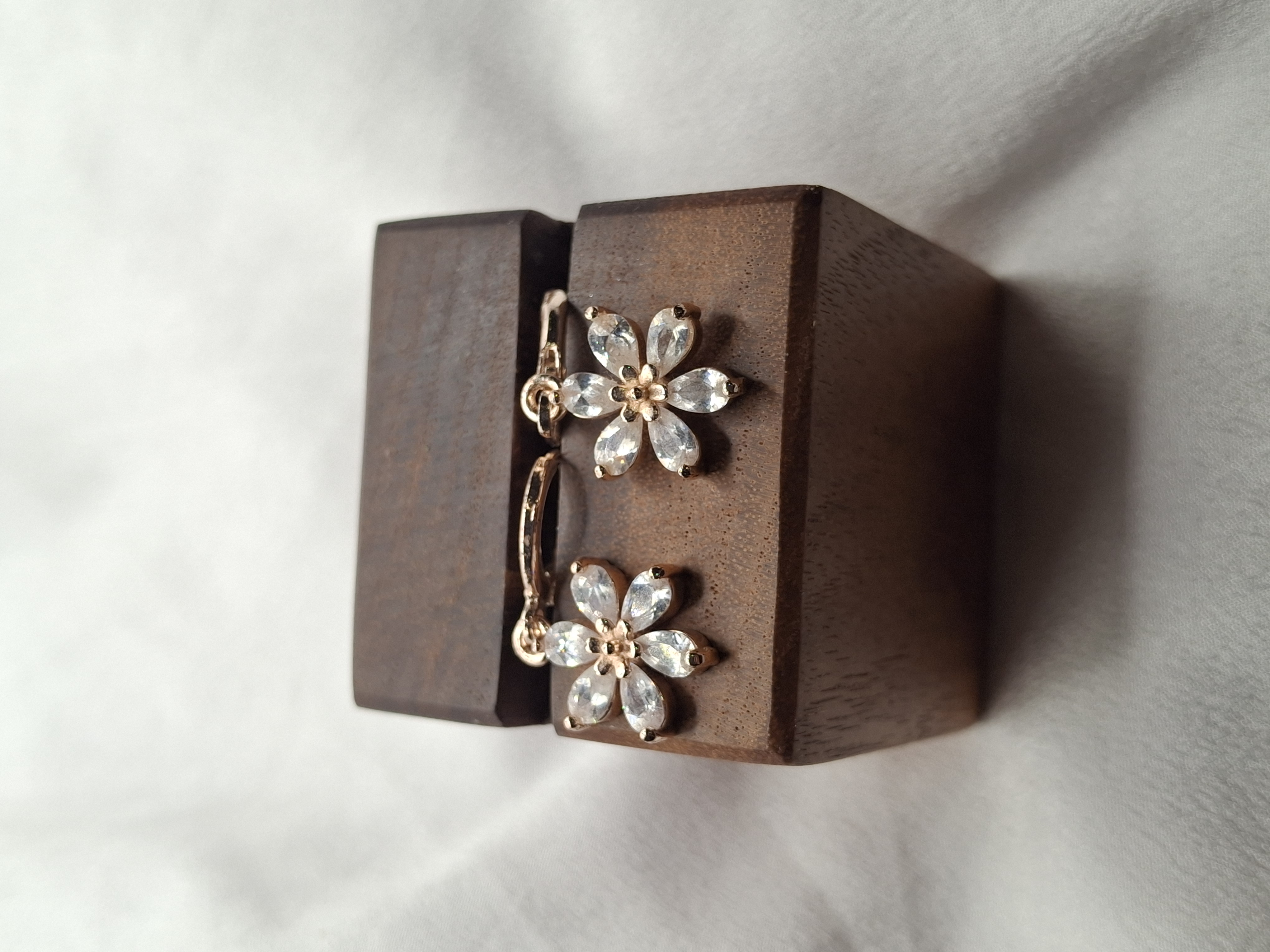 Image 6 for 25k Rose Gold Plated Cubic Zirconia Flower Earrings