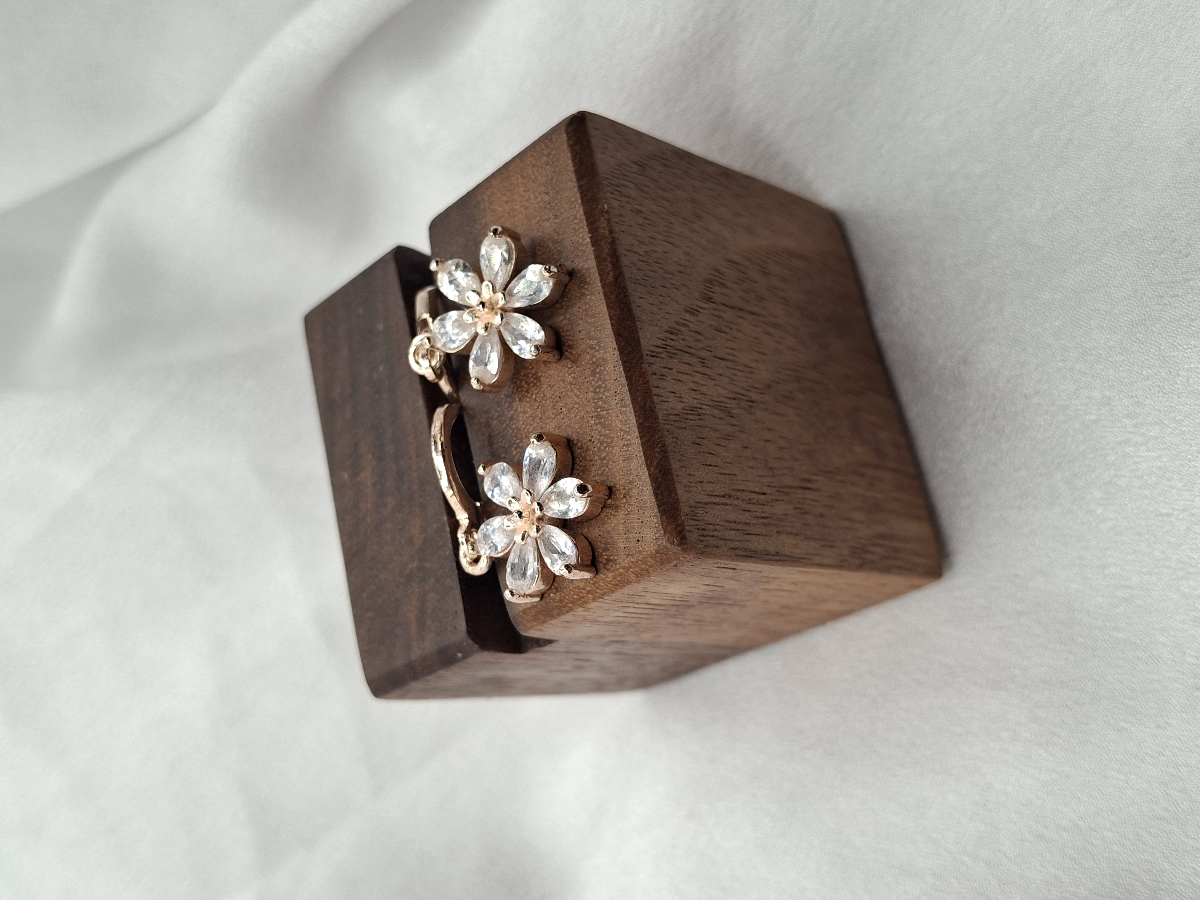 25k Rose Gold Plated Cubic Zirconia Flower Earrings