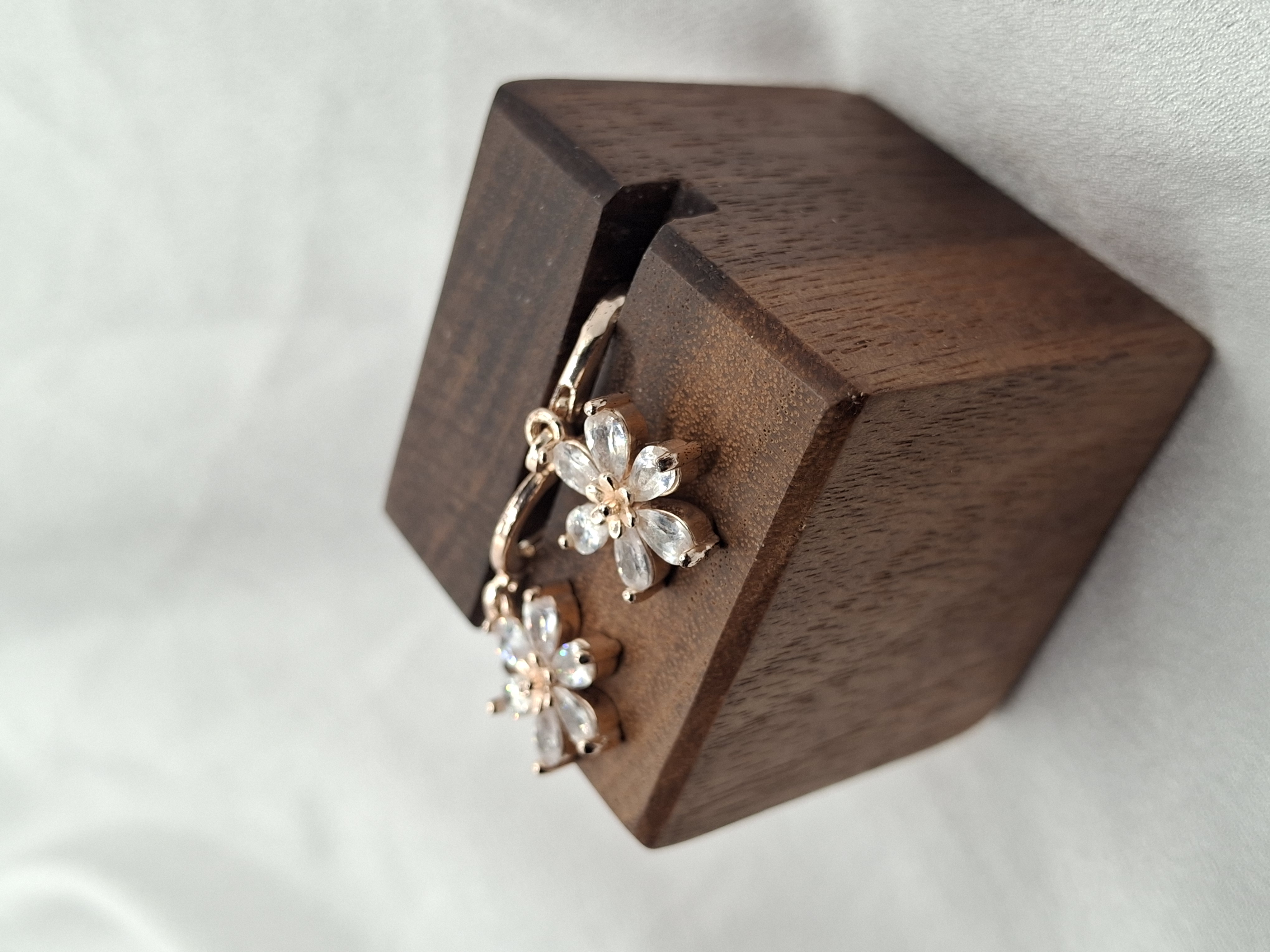 Image 2 for 25k Rose Gold Plated Cubic Zirconia Flower Earrings