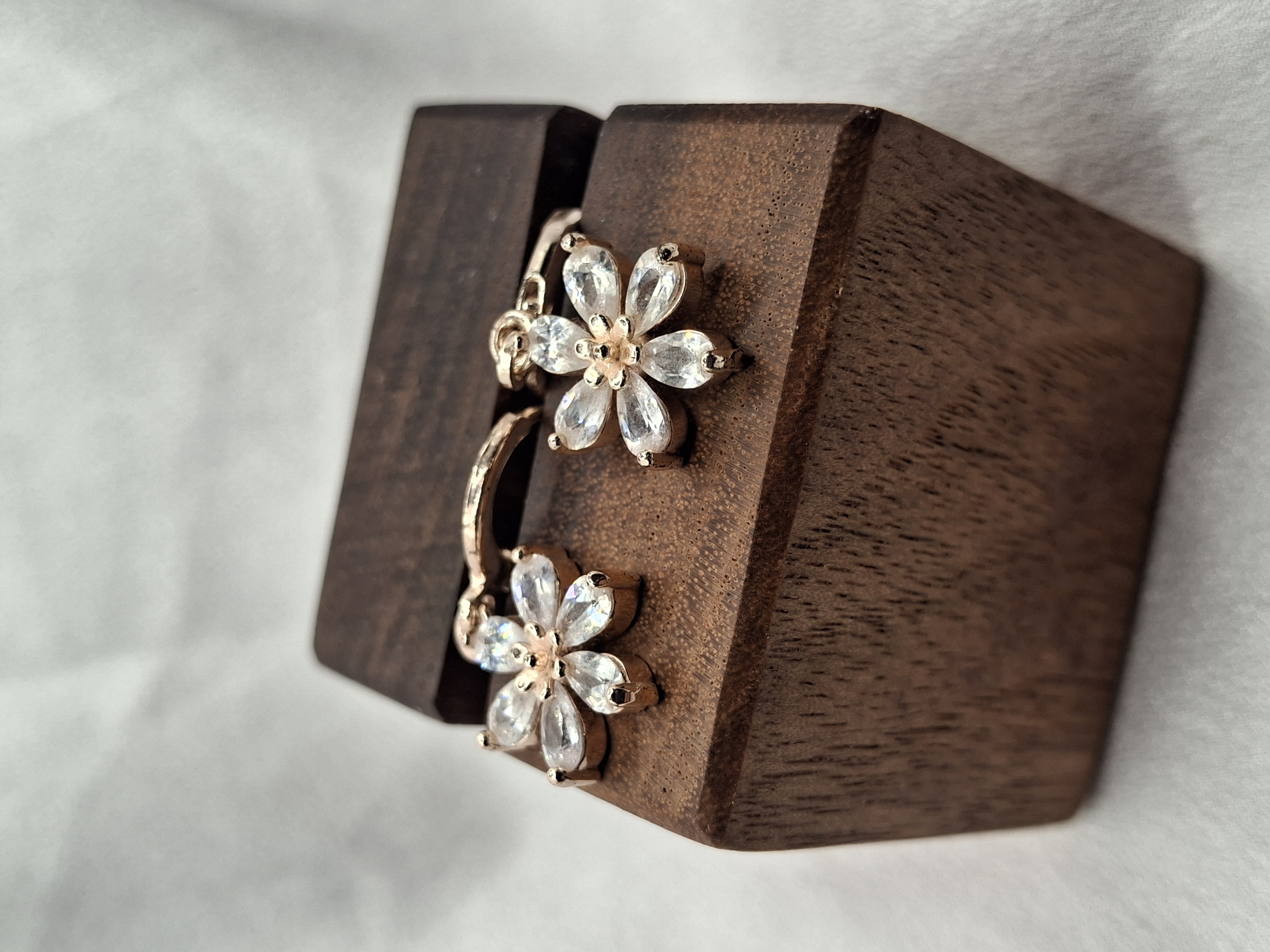Image 4 for 25k Rose Gold Plated Cubic Zirconia Flower Earrings