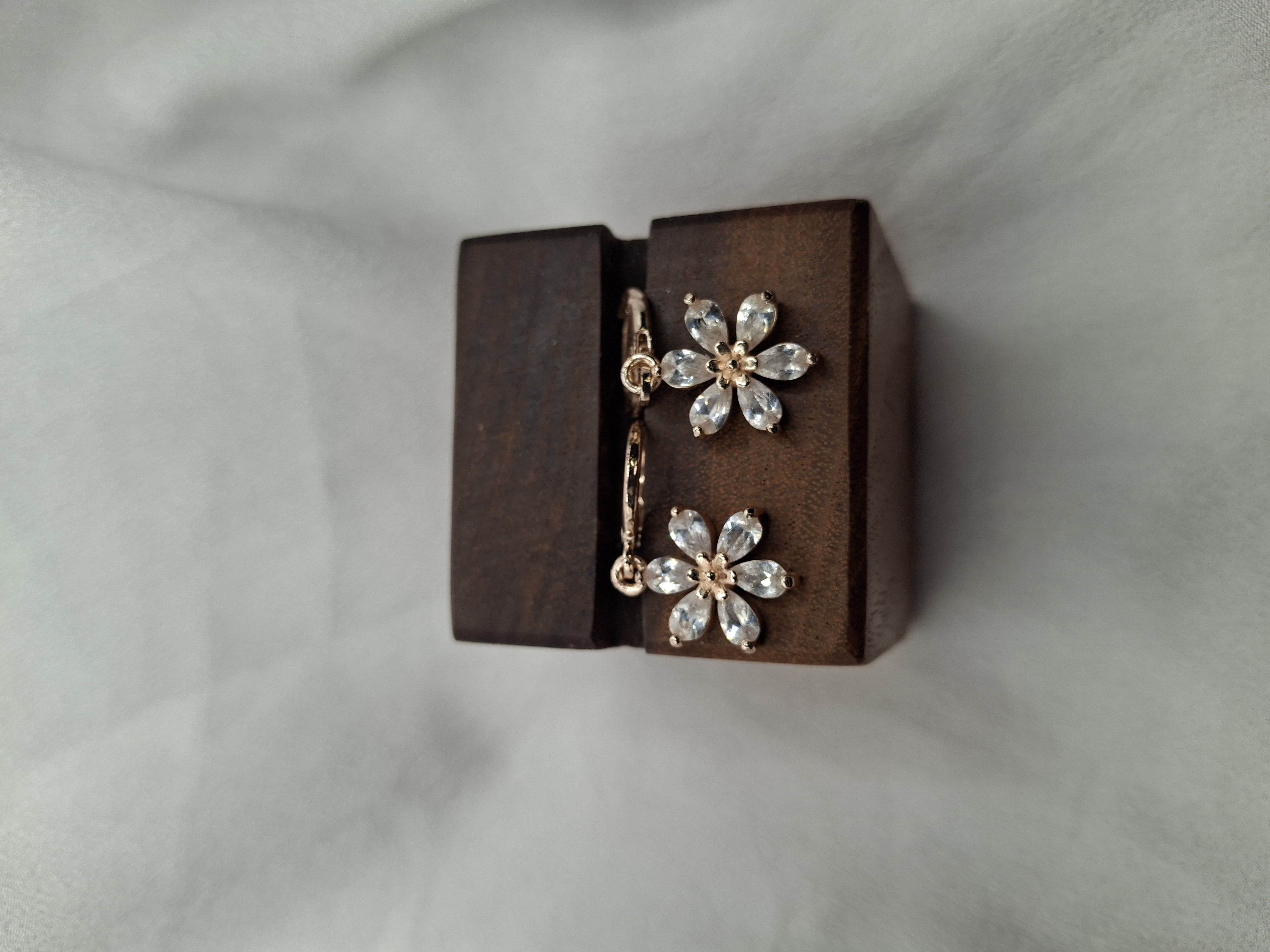 Image 5 for 25k Rose Gold Plated Cubic Zirconia Flower Earrings