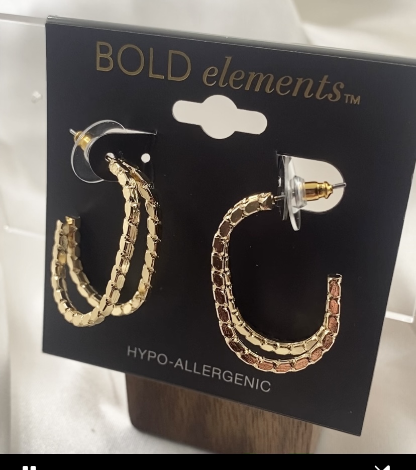 Image 2 for BOLD elements Gold Double Hoop Earrings - NWT