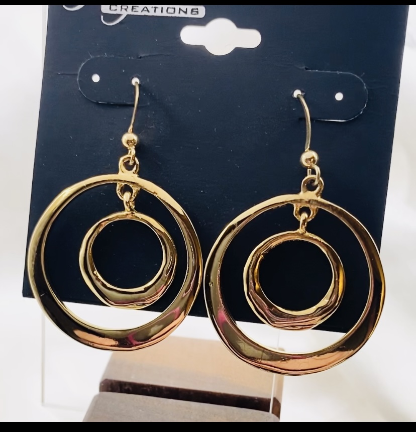 Image 2 for Gold Double Circle Dangle Earrings - NWT