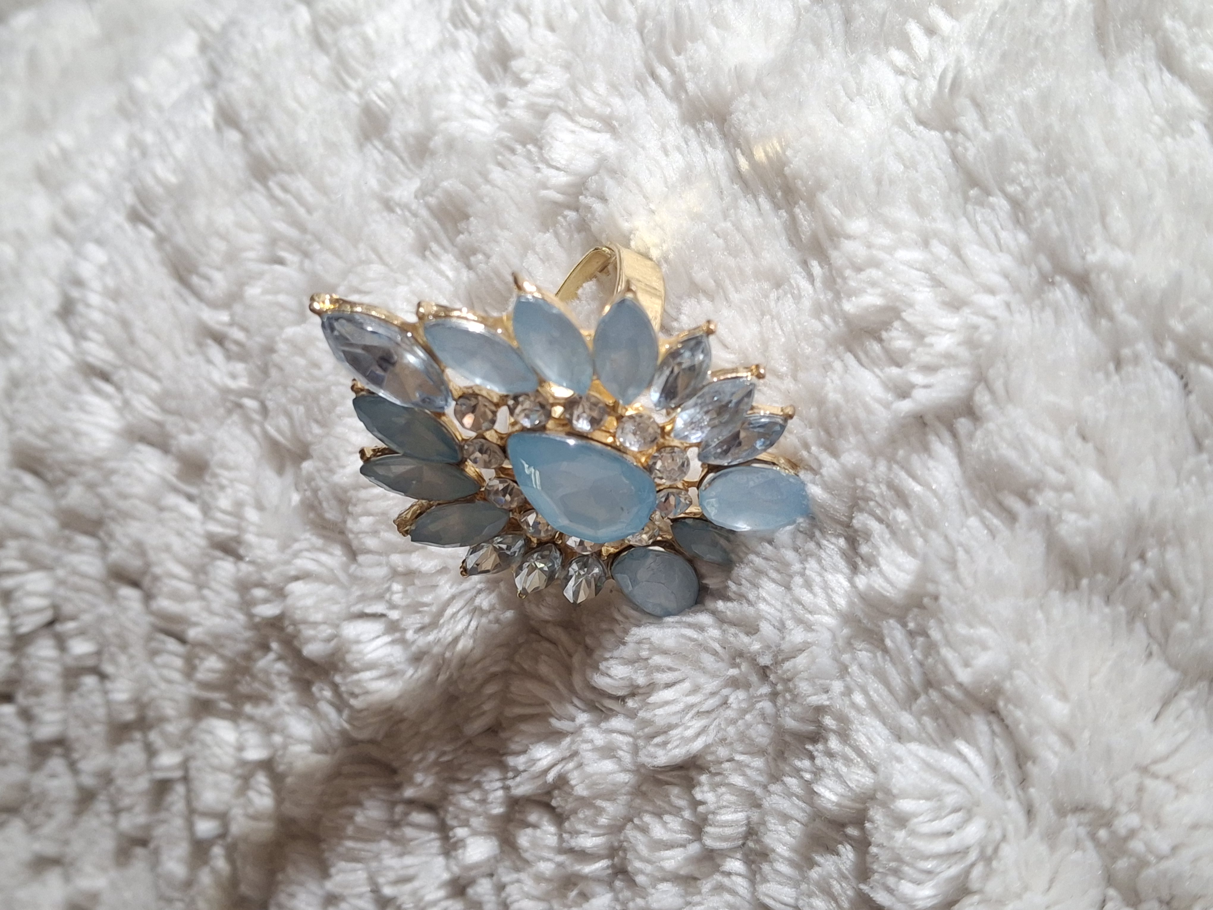 Image 3 for EUC Adjustable Light Blue Large Statement Ring - Cocktail Ring
