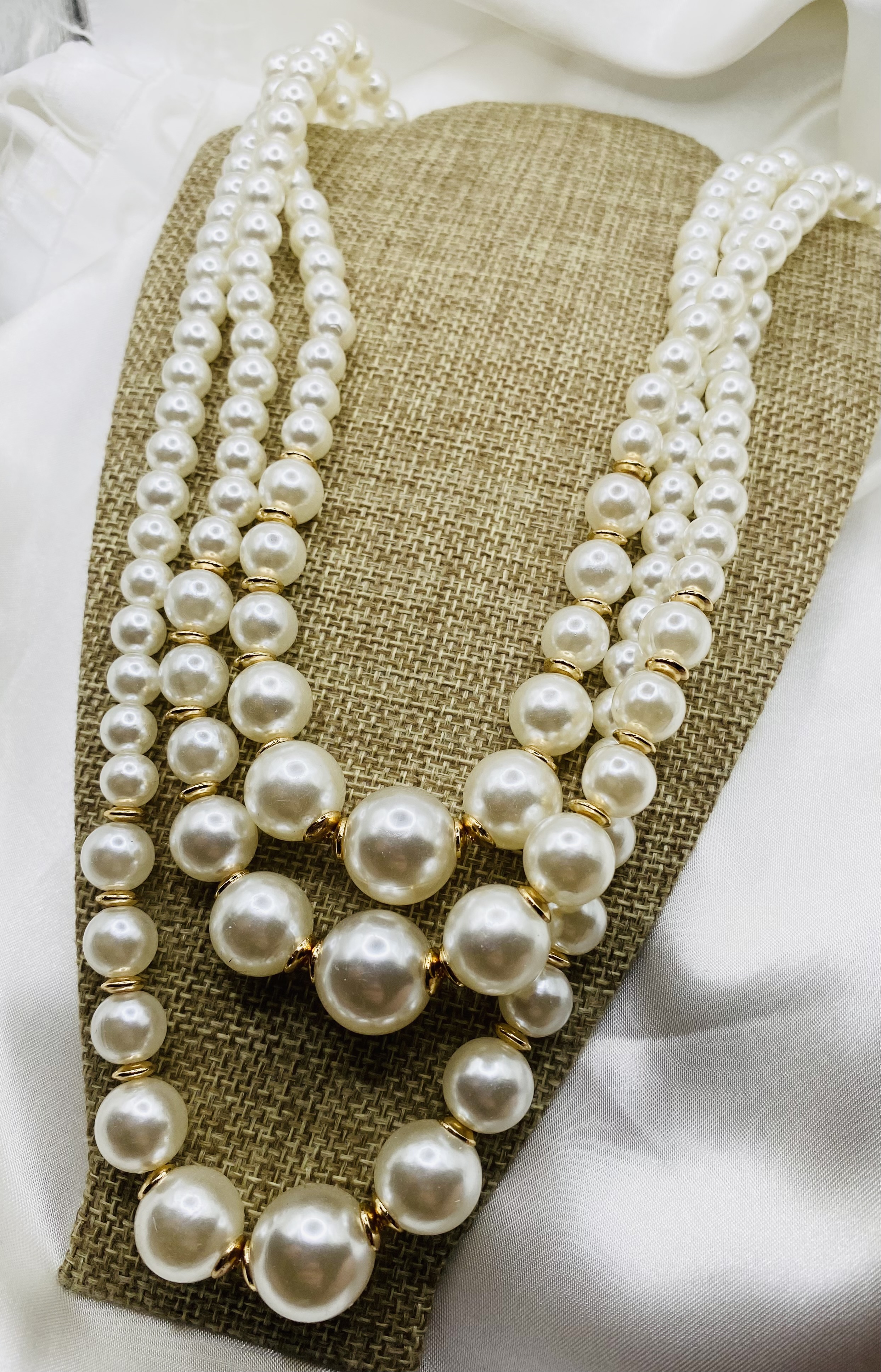 Image 3 for Elegant 3-Strand Pearl Necklace - NWT