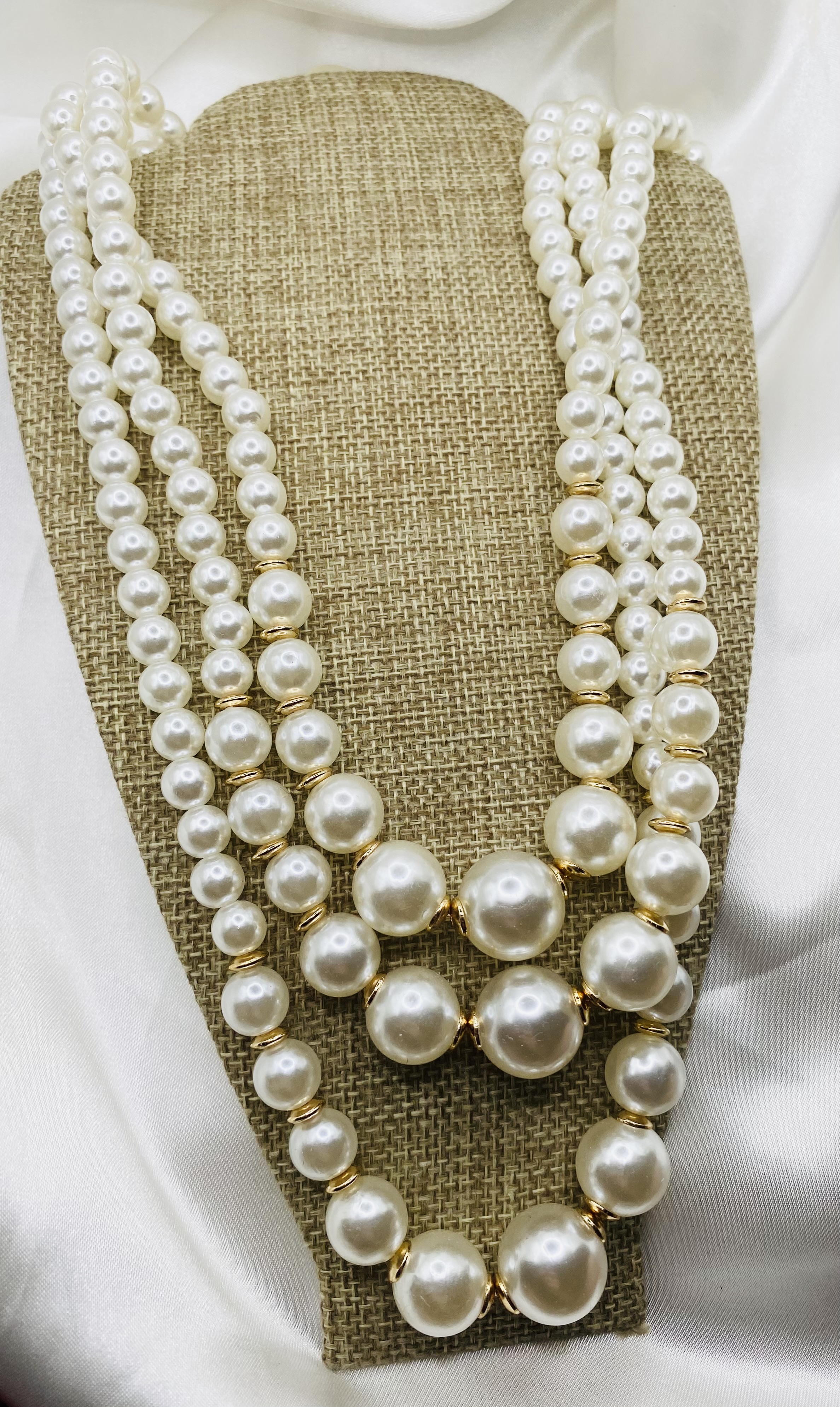 Image 2 for Elegant 3-Strand Pearl Necklace - NWT