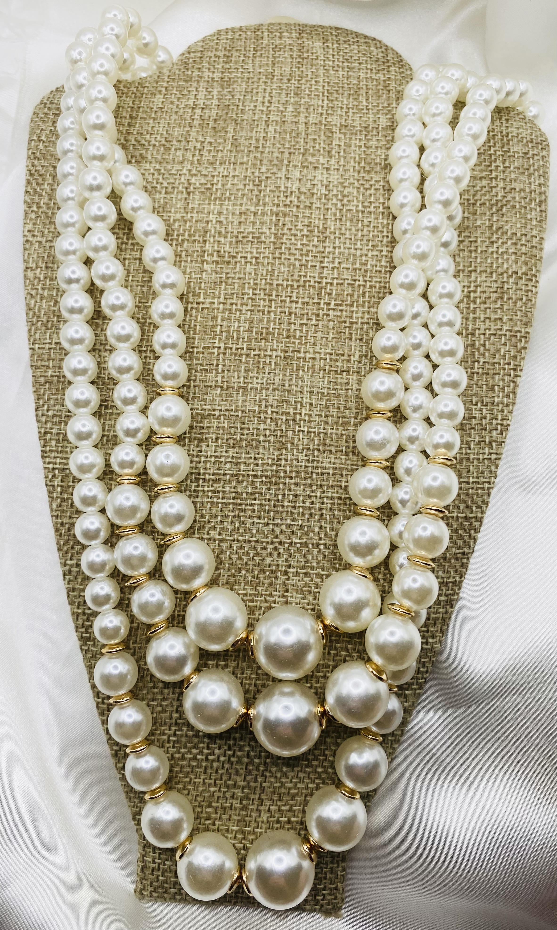 Image 4 for Elegant 3-Strand Pearl Necklace - NWT