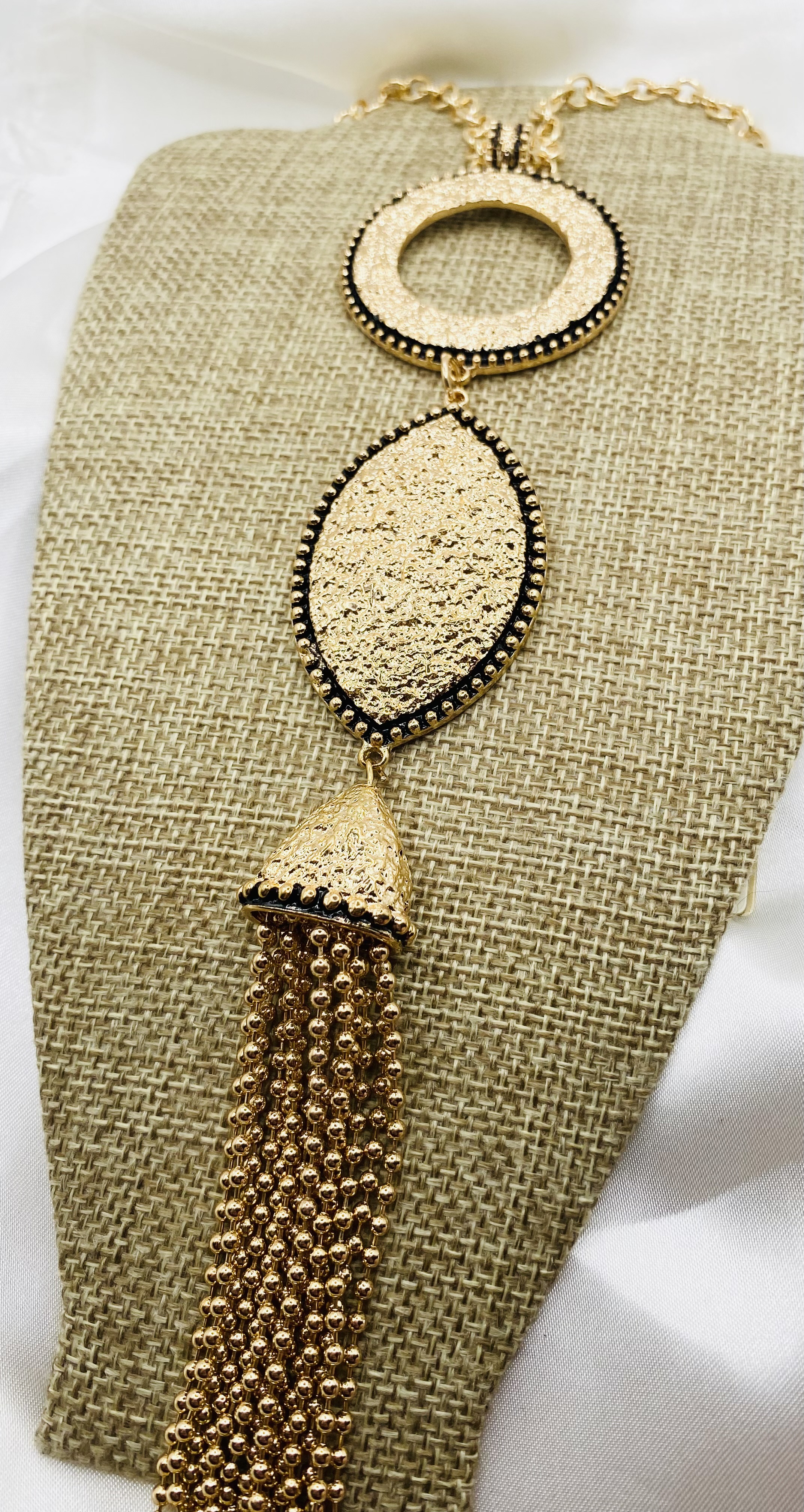 Image 4 for Gold Statement Necklace with Tassel - NWT