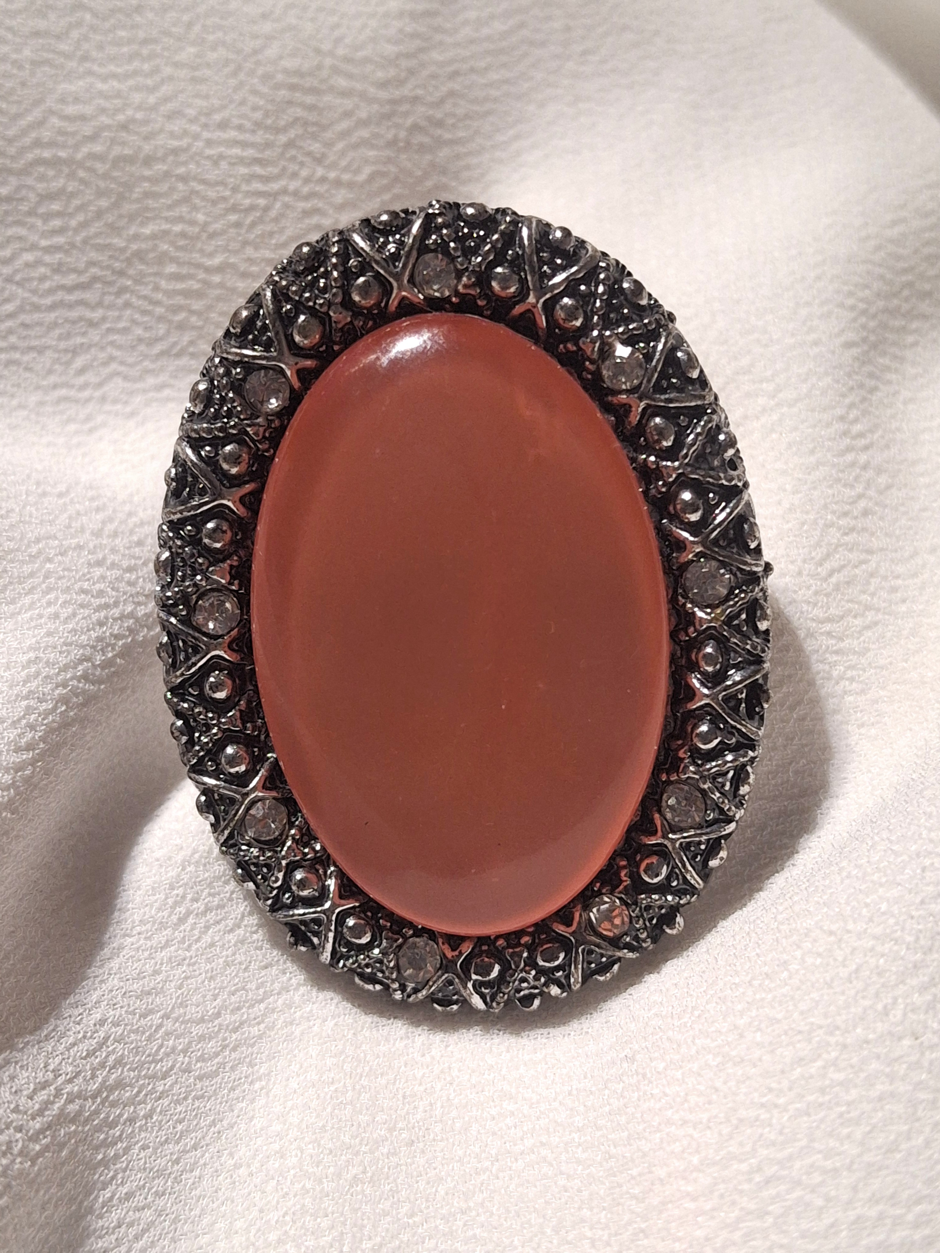 Image 4 for Vintage Large Silver Toned Coral Statement Ring - Adjustable Cocktail Ring Jewelry